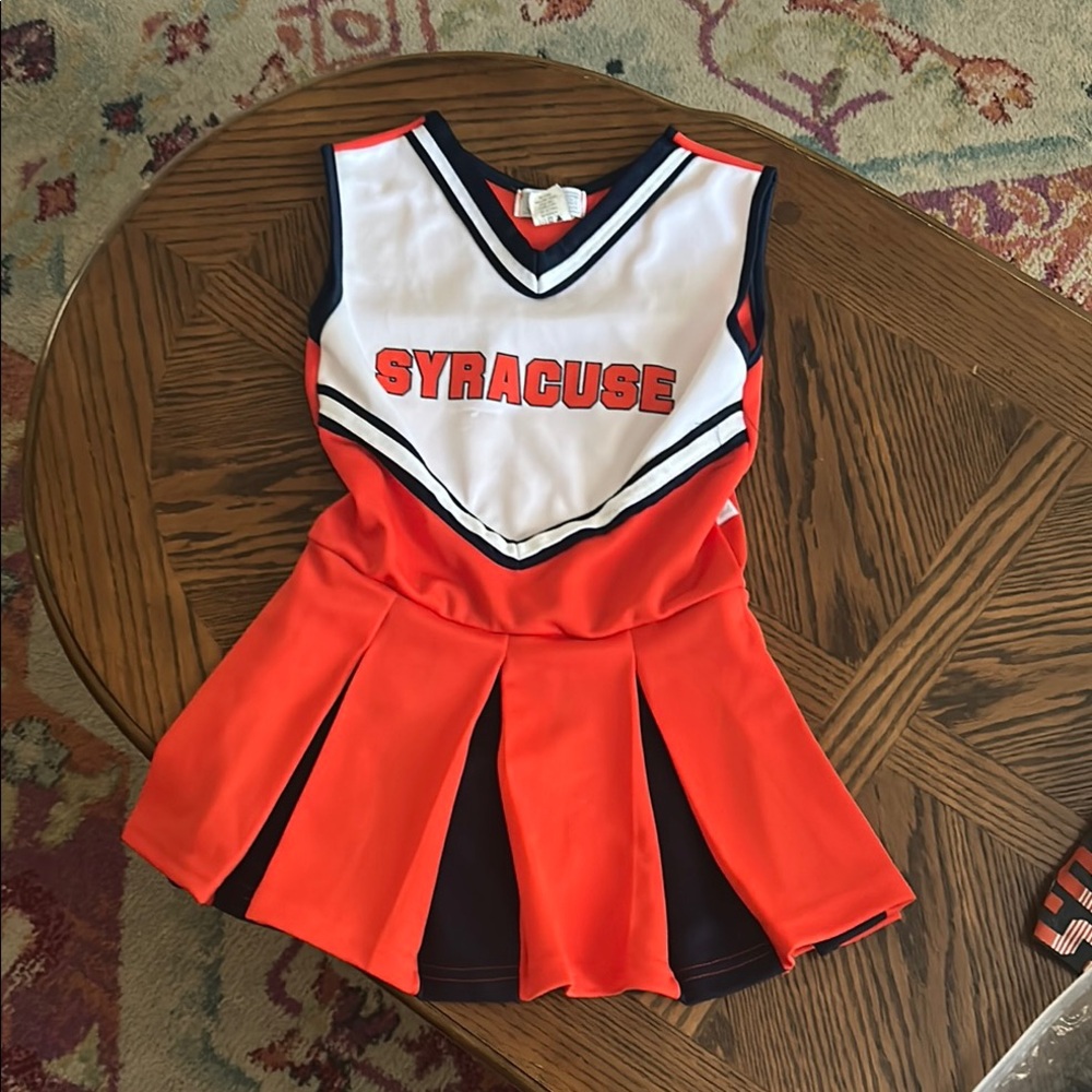 Orange and White Dance Costume with Pleated Skirt